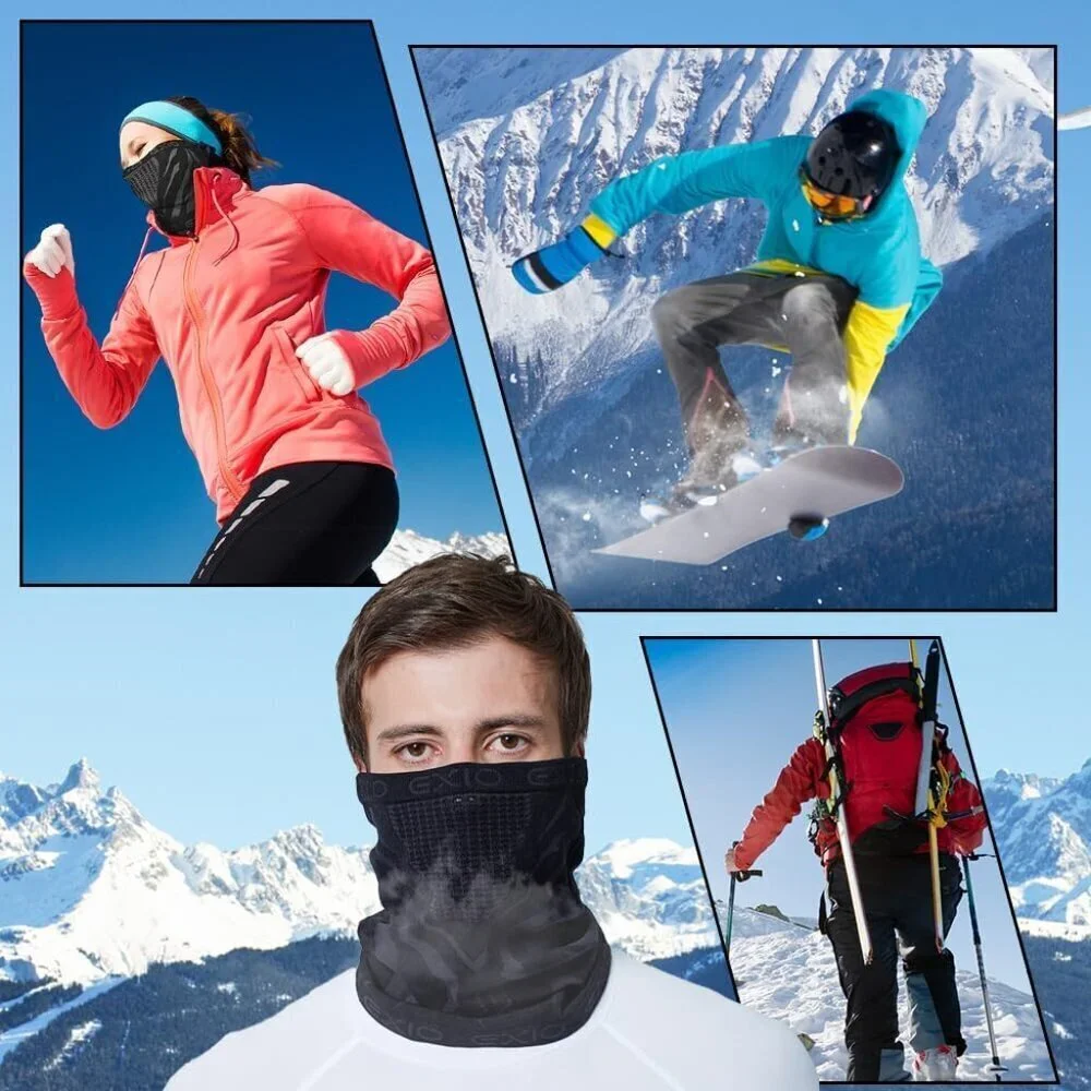 Men's Black/grey Winter Neck Warmer Gaiter Balaclava Windproof Ski Face Mask